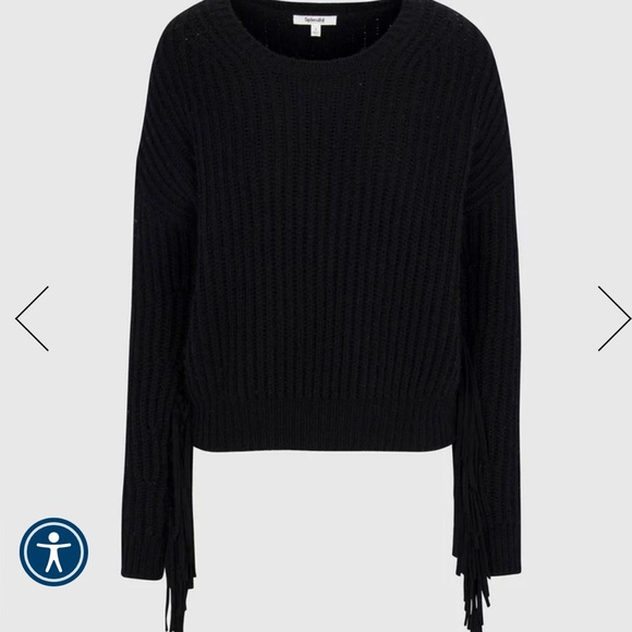 SPLENDID Britain Rib Fringe sweater | Medium | NWT| black - Picture 4 of 9